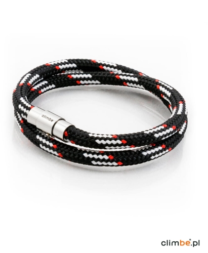 Bransoletki Climbe z liny wspinaczkowej BLACK WHITE RED (1).jpg